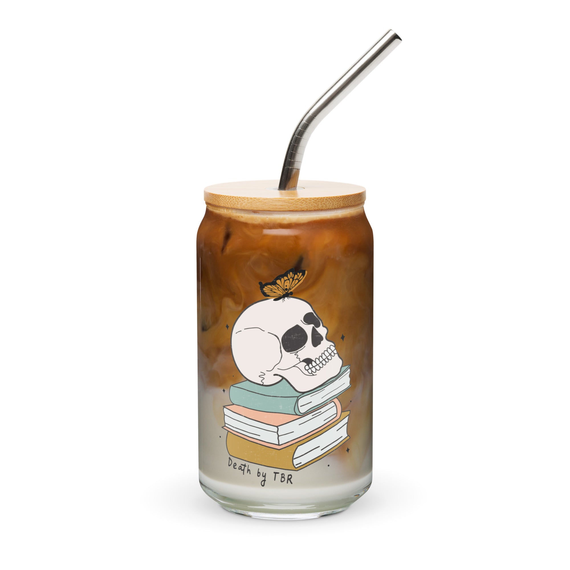 Death by TBR Glass Can Cup with Bamboo Lid & Straw - DRINKWARE - TheSpinedLife