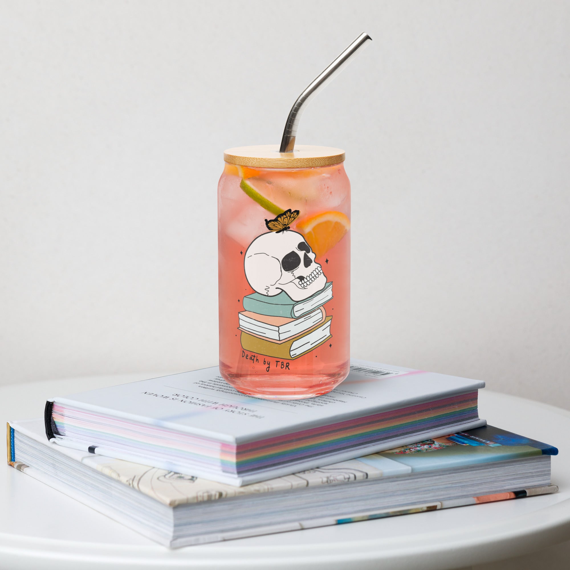 Death by TBR Glass Can Cup with Bamboo Lid & Straw - DRINKWARE - TheSpinedLife