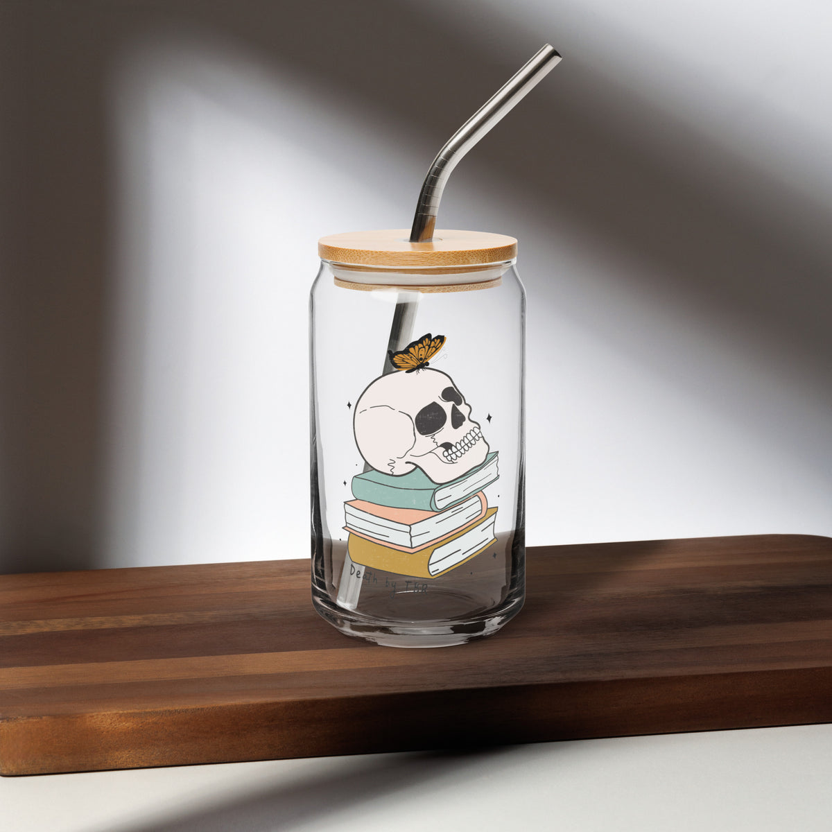 Death by TBR Glass Can Cup with Bamboo Lid & Straw - DRINKWARE - TheSpinedLife