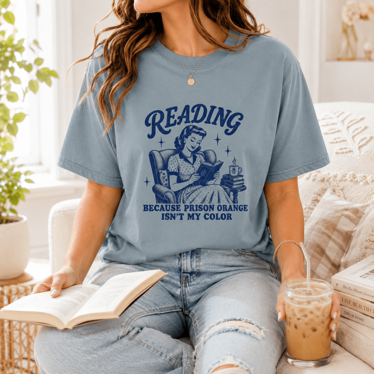 Reading Because Prison Orange Isn't My Color Graphic Tee - T - SHIRT - TheSpinedLife