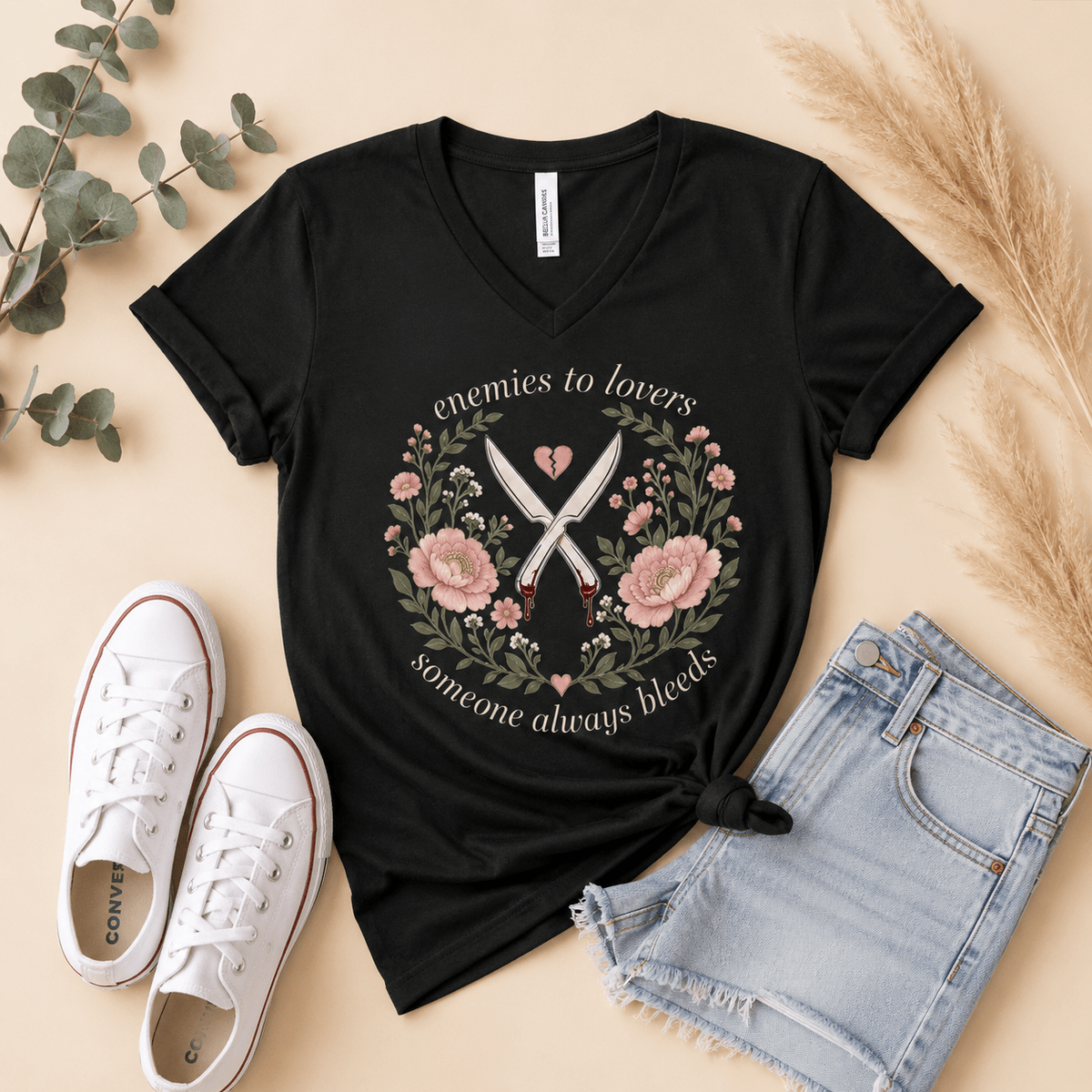 Enemies to Lovers V-Neck - T-SHIRT - TheSpinedLife