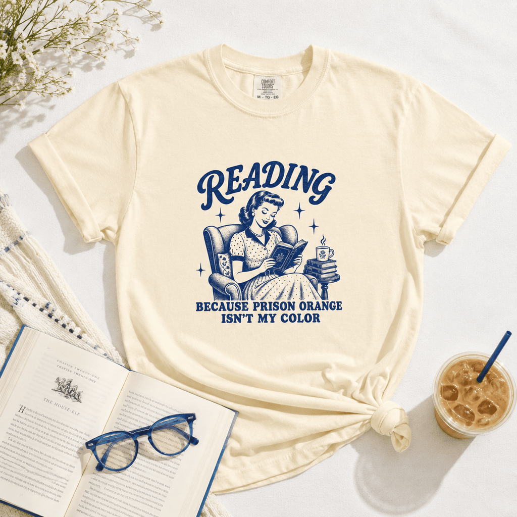 Reading Because Prison Orange Isn't My Color Graphic Tee - T - SHIRT - TheSpinedLife