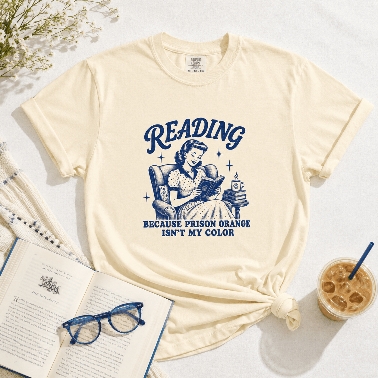 Reading Because Prison Orange Isn't My Color Graphic Tee - T - SHIRT - TheSpinedLife