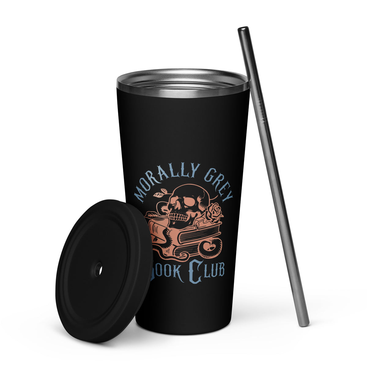 Morally Grey Book Club | Matte Noir Insulated Tumbler - DRINKWARE - TheSpinedLife