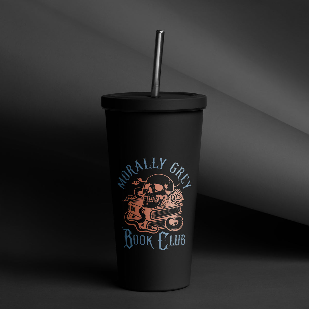 Morally Grey Book Club | Matte Noir Insulated Tumbler - DRINKWARE - TheSpinedLife