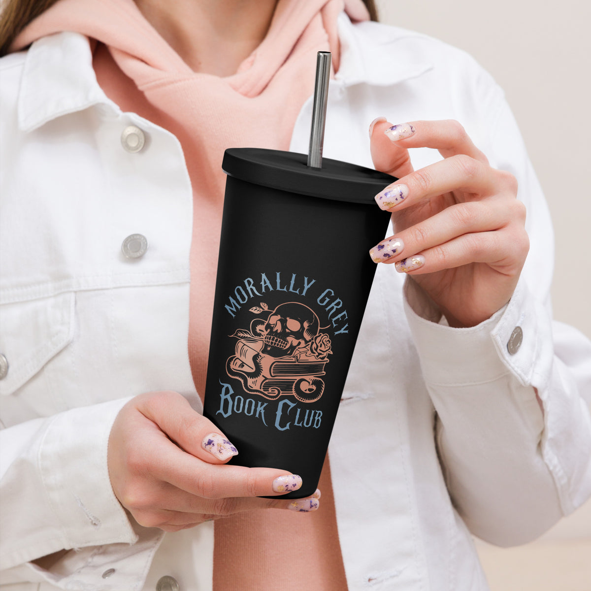 Morally Grey Book Club | Matte Noir Insulated Tumbler - DRINKWARE - TheSpinedLife