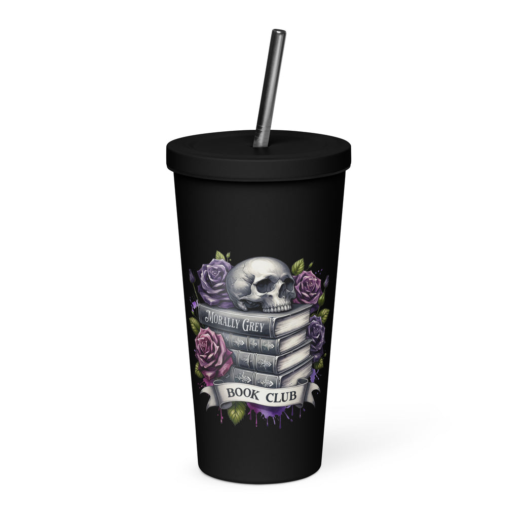 Skull & Roses Morally Grey Tumbler - DRINKWARE - TheSpinedLife