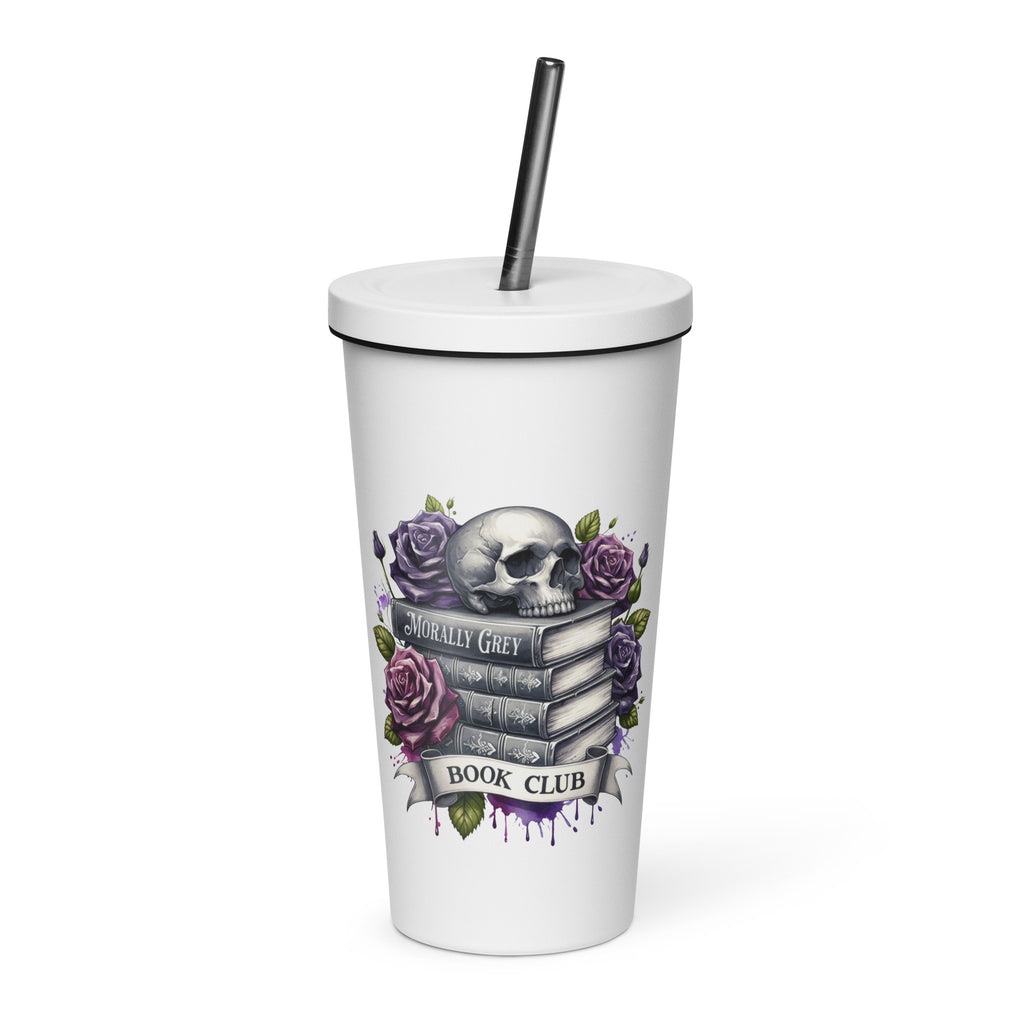 Skull & Roses Morally Grey Tumbler - DRINKWARE - TheSpinedLife