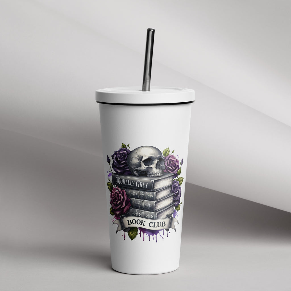 Skull & Roses Morally Grey Tumbler - DRINKWARE - TheSpinedLife