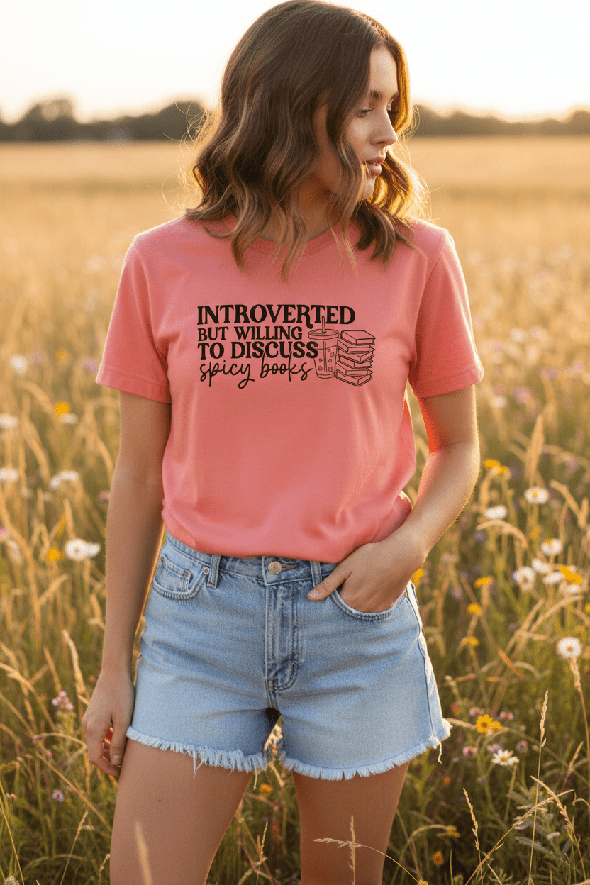 Introverted But Willing to Discuss Spicy Books Tee - T - SHIRT - TheSpinedLife