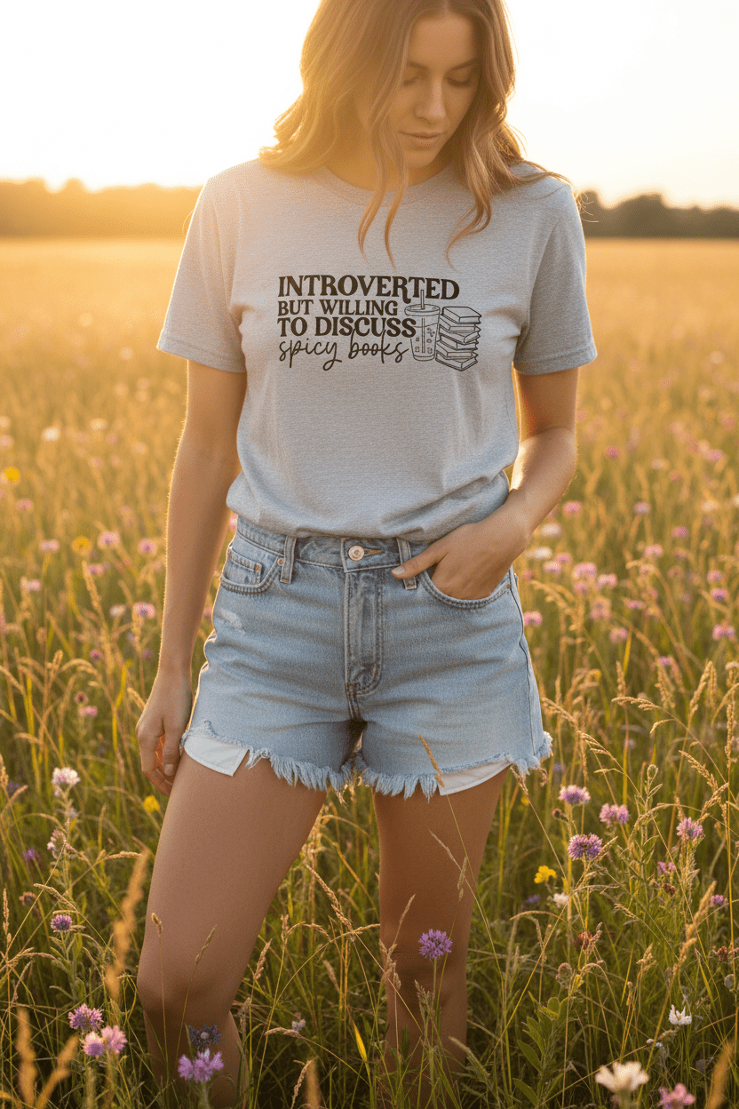 Introverted But Willing to Discuss Spicy Books Tee - T - SHIRT - TheSpinedLife