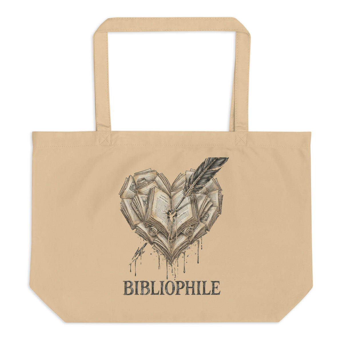 Bibliophile Large Organic Cotton Tote Bag - Tote Bag - TheSpinedLife