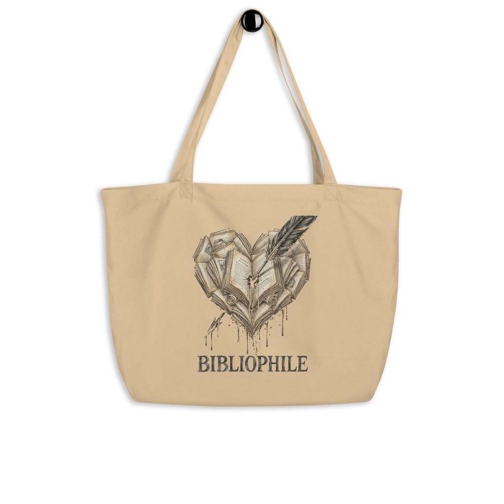 Bibliophile Large Organic Cotton Tote Bag - Tote Bag - TheSpinedLife