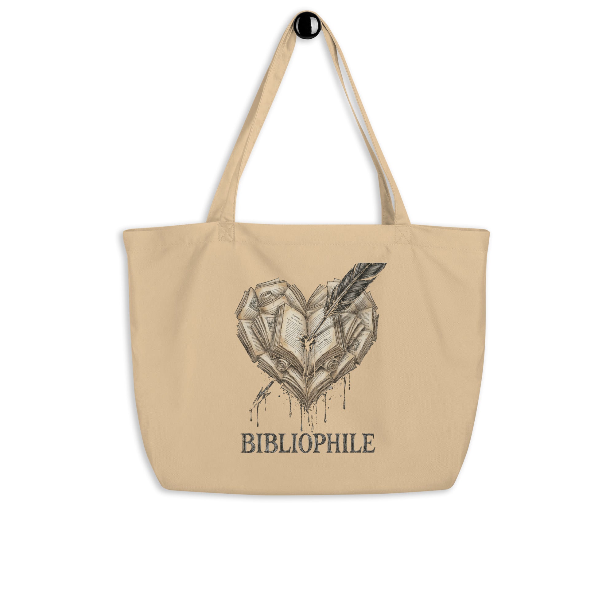 Bibliophile Large Organic Cotton Tote Bag - Tote Bag - TheSpinedLife