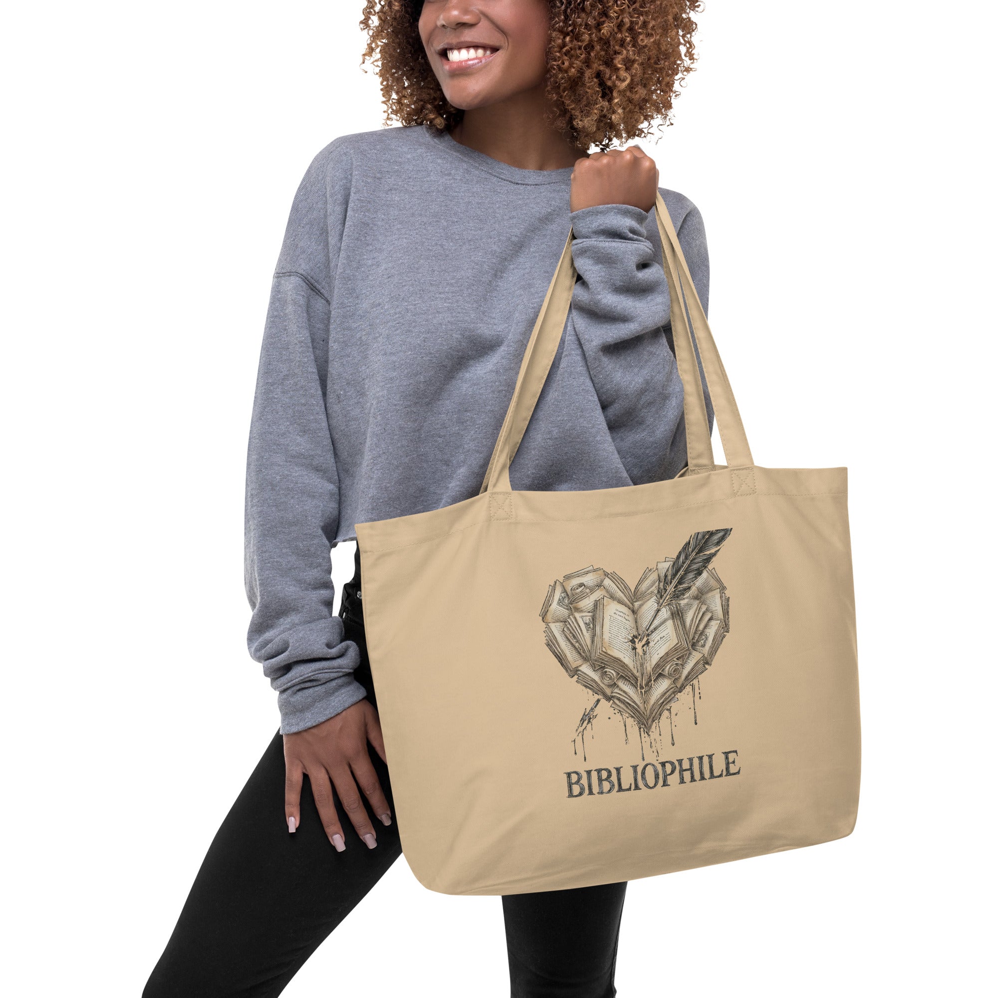 Bibliophile Large Organic Cotton Tote Bag - Tote Bag - TheSpinedLife