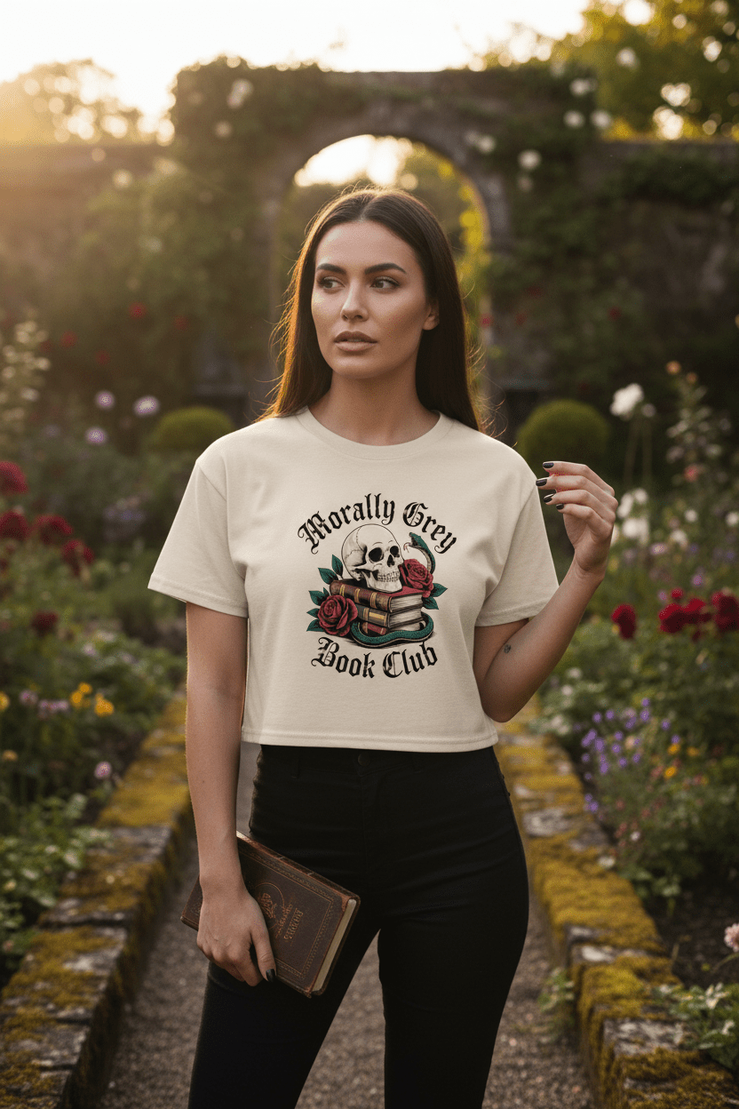 Morally Grey Book Club Cropped T-Shirt - T - SHIRT - TheSpinedLife