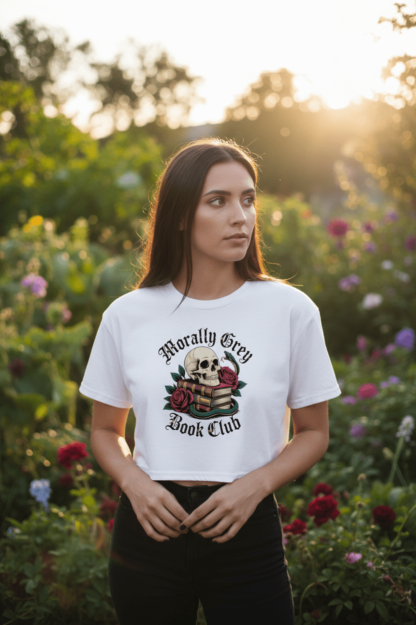 Morally Grey Book Club Cropped T-Shirt - T - SHIRT - TheSpinedLife