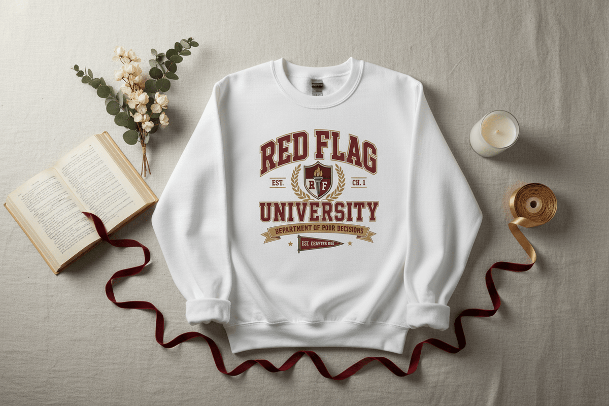 Red Flag University Department of Poor Decisions Crewneck - Sweatshirt - TheSpinedLife