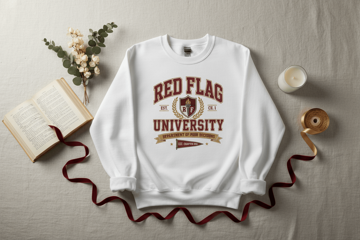 Red Flag University Department of Poor Decisions Crewneck - Sweatshirt - TheSpinedLife