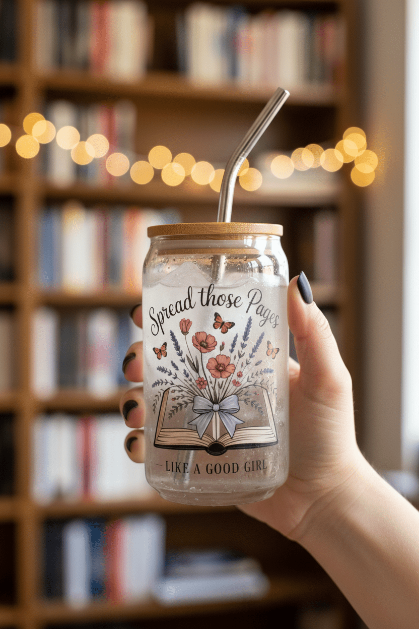 Spread Those Pages Like a Good Girl Glass Can - DRINKWARE - TheSpinedLife