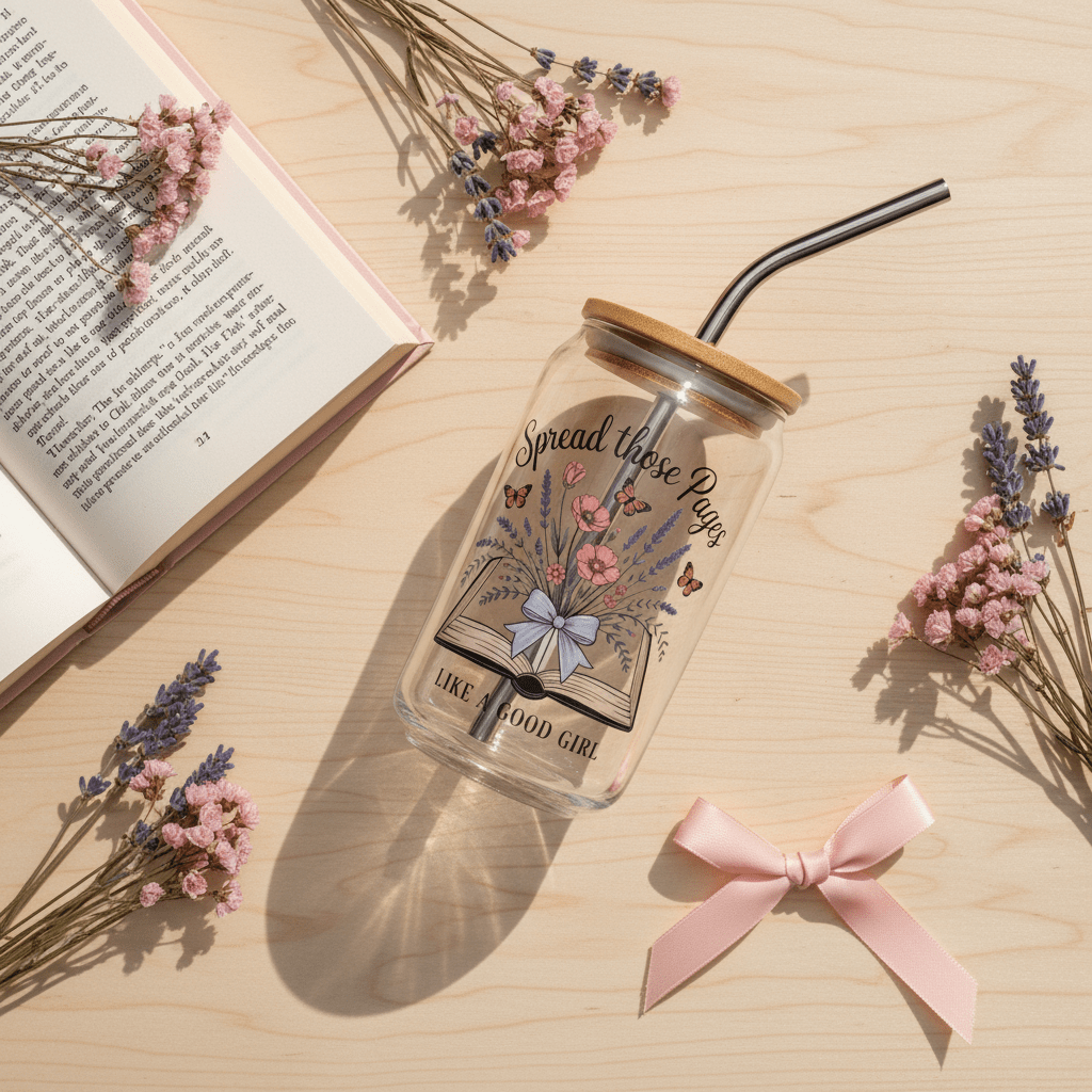 Spread Those Pages Like a Good Girl Glass Can - DRINKWARE - TheSpinedLife