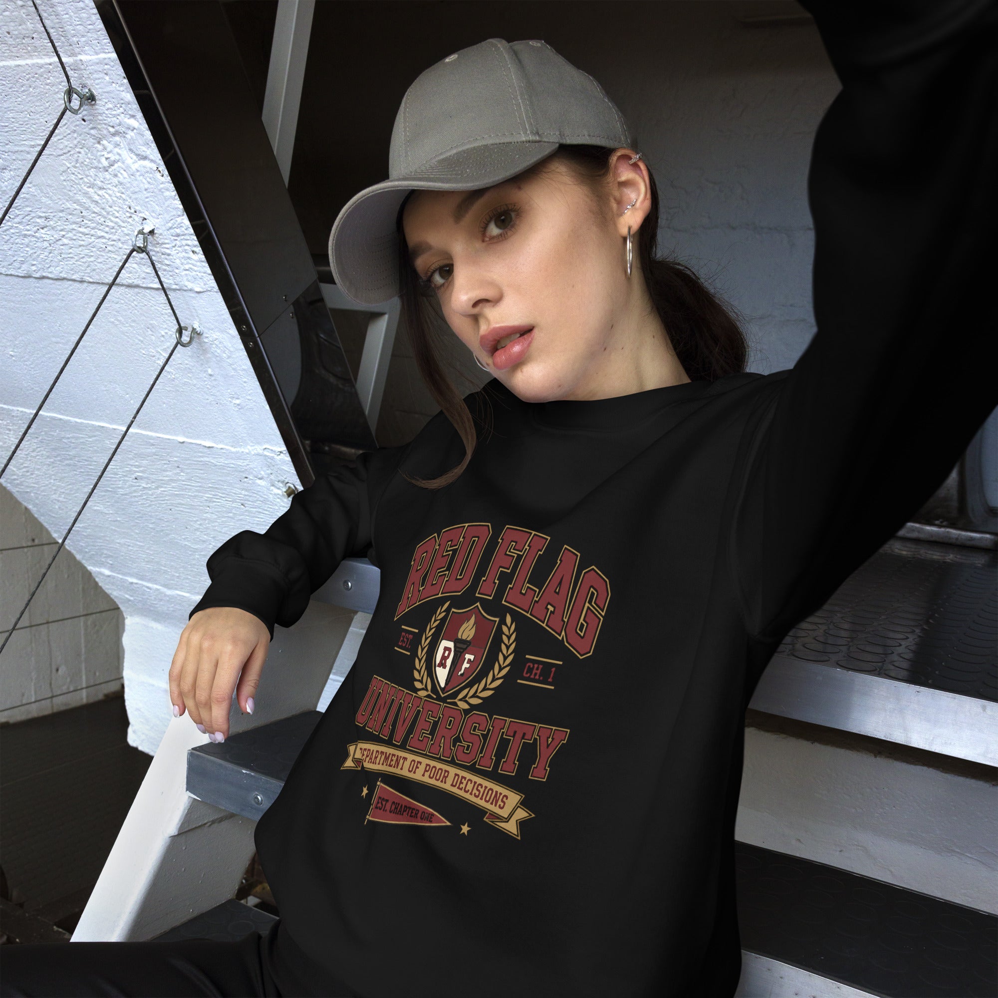 Red Flag University Department of Poor Decisions Crewneck - Sweatshirt - TheSpinedLife