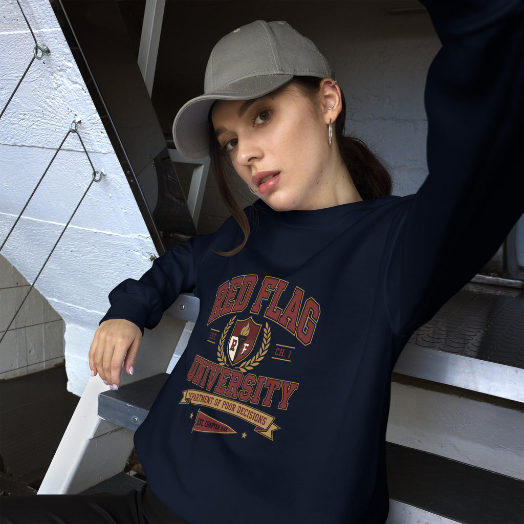 Red Flag University Department of Poor Decisions Crewneck - Sweatshirt - TheSpinedLife