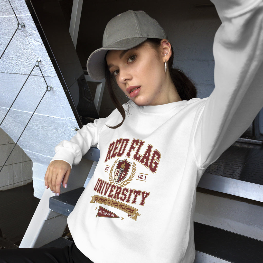 Red Flag University Department of Poor Decisions Crewneck - Sweatshirt - TheSpinedLife