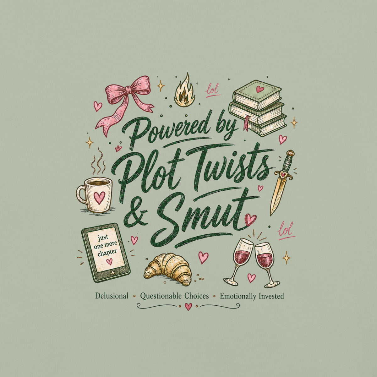 Powered by Plot Twists & Smut Graphic Tee - T - SHIRT - TheSpinedLife