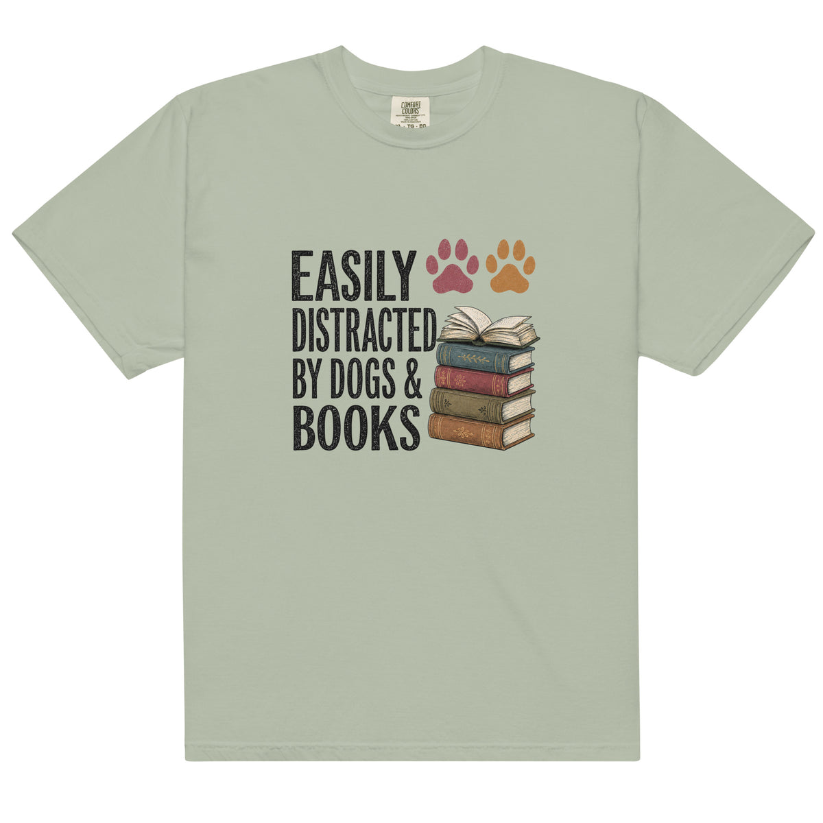 Easily Distracted by Dogs & Books Tee - T-SHIRT - TheSpinedLife