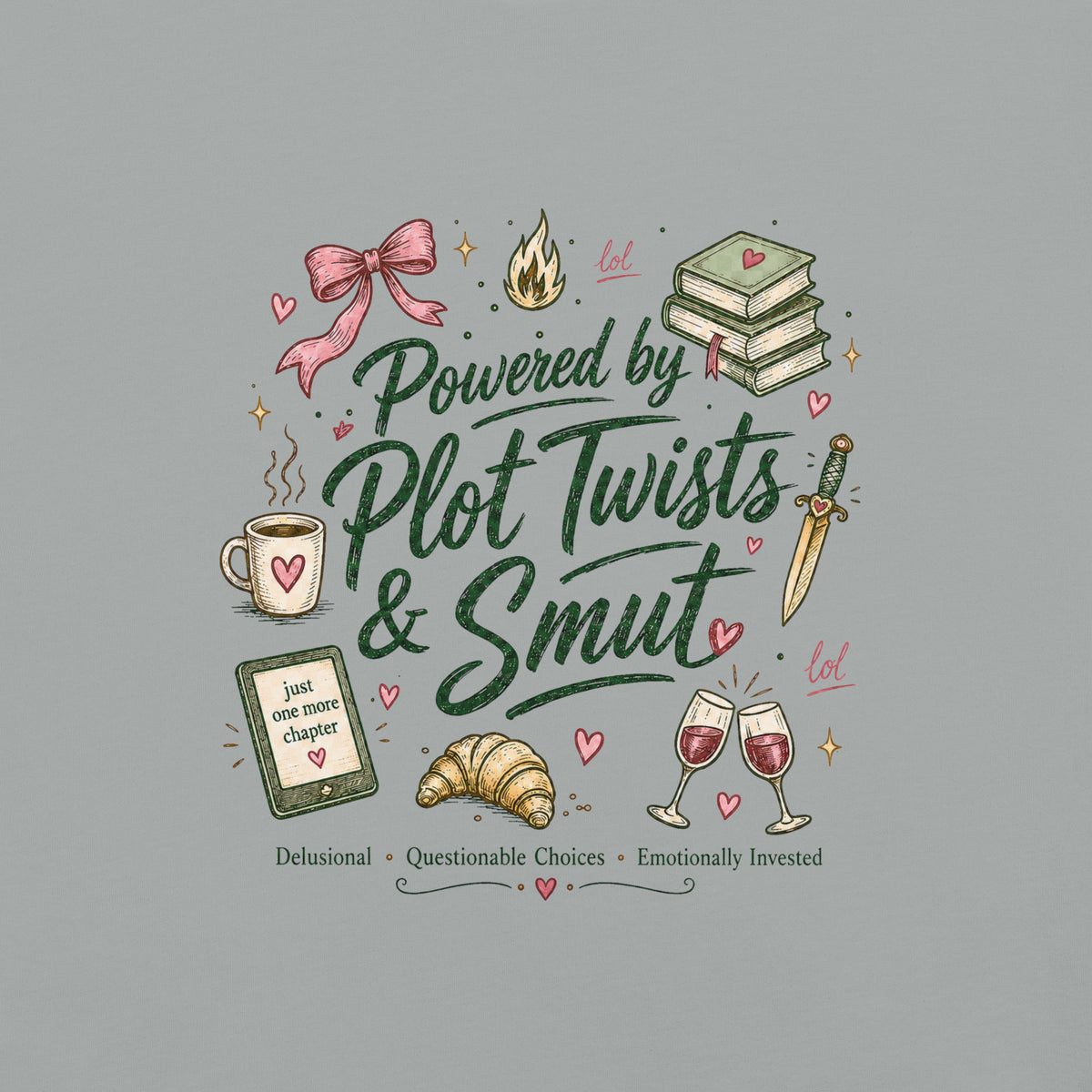 Powered by Plot Twists & Smut Graphic Tee - T - SHIRT - TheSpinedLife