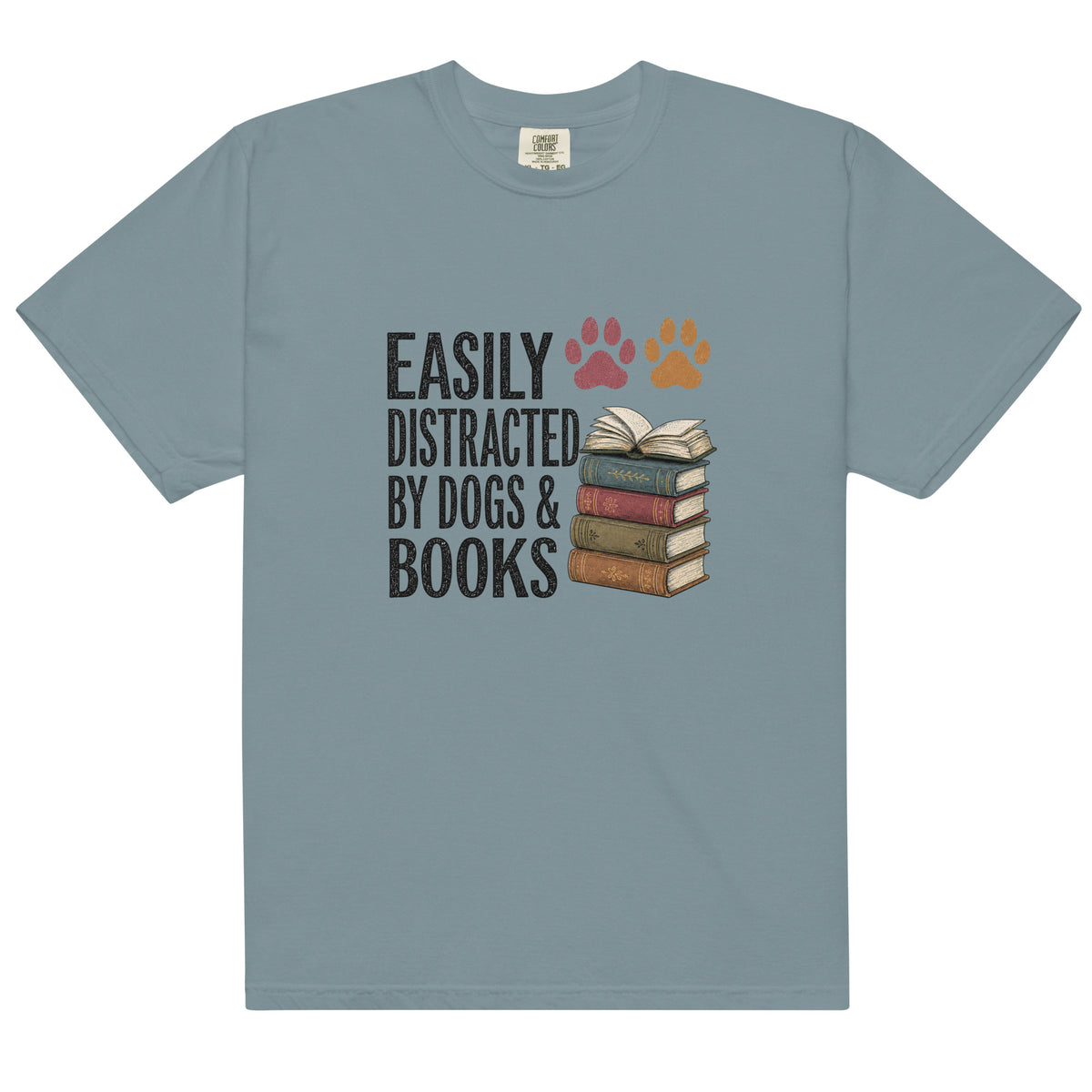 Easily Distracted by Dogs & Books Tee - T-SHIRT - TheSpinedLife