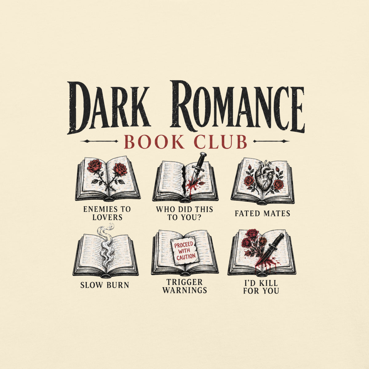 Dark Romance Book Club Graphic Tee - T - SHIRT - TheSpinedLife
