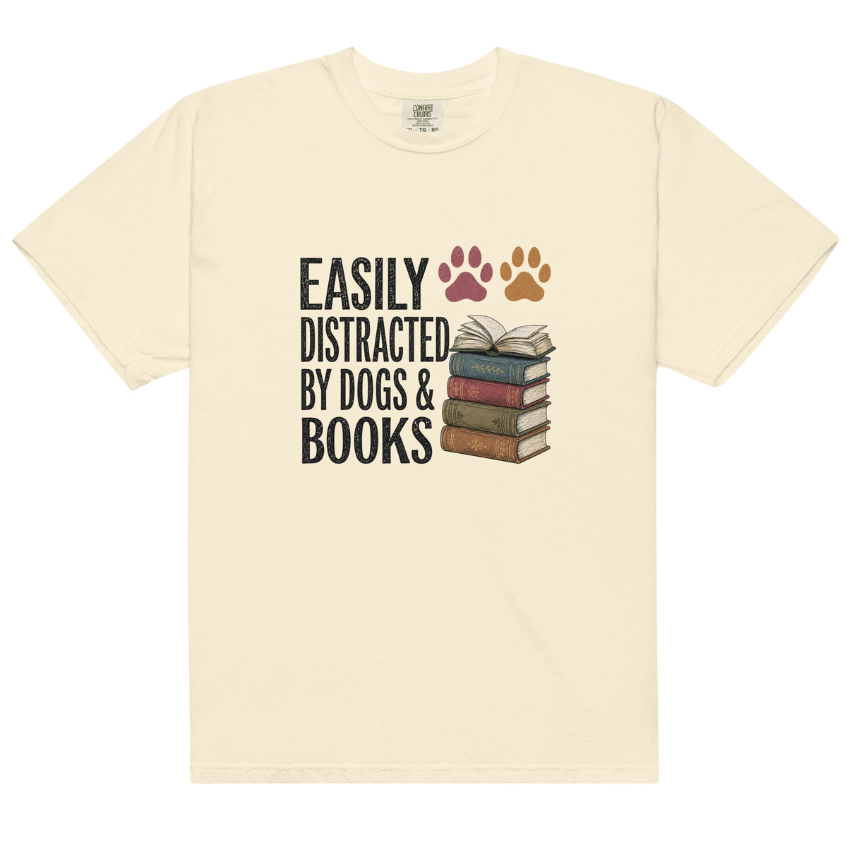 Easily Distracted by Dogs & Books Tee - T-SHIRT - TheSpinedLife