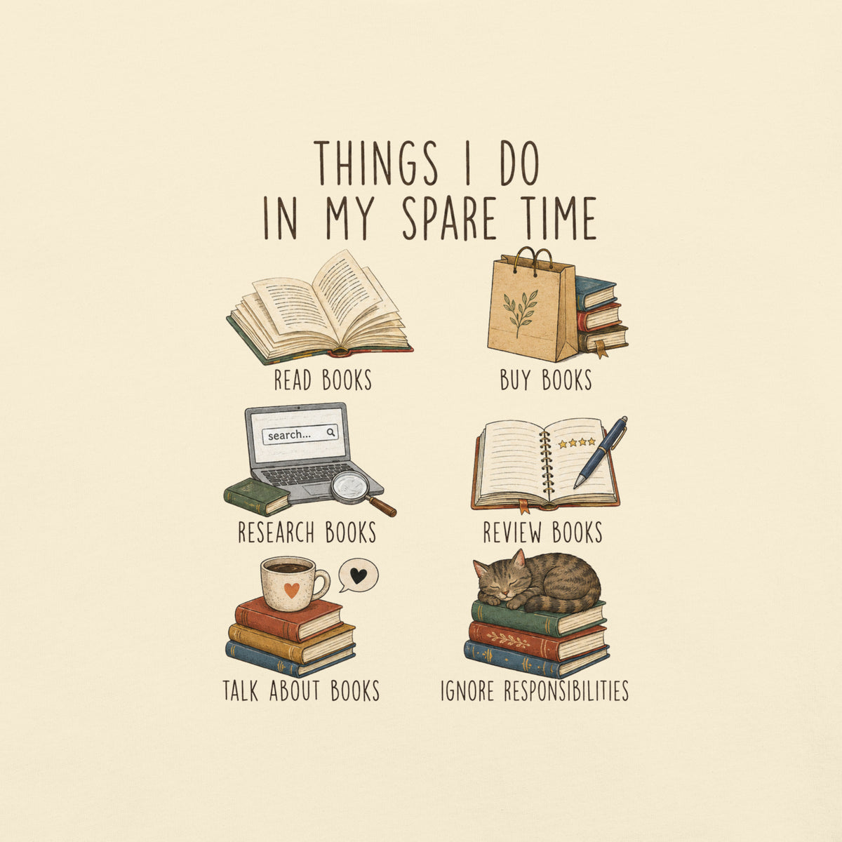 Things I Do In My Spare Time Graphic Tee - T-SHIRT - TheSpinedLife