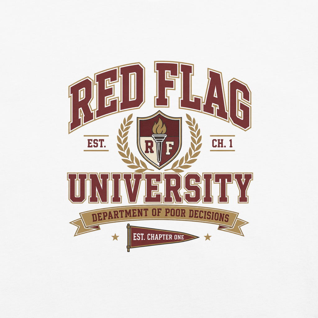 Red Flag University Dark Romance Graphic Tee - T - SHIRT - TheSpinedLife