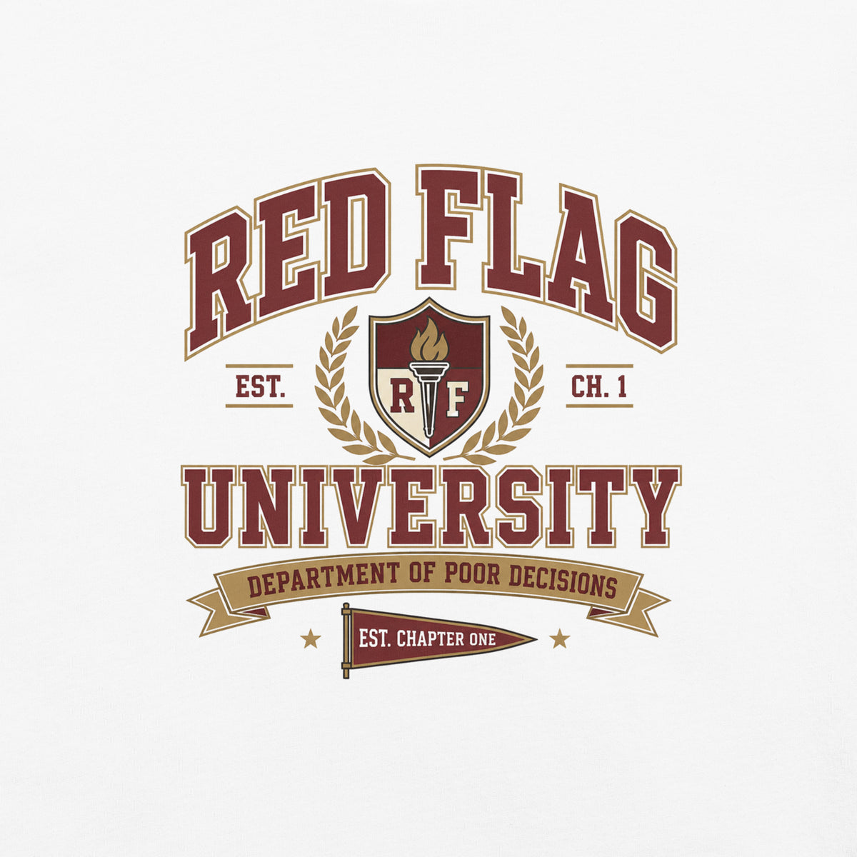 Red Flag University Dark Romance Graphic Tee - T - SHIRT - TheSpinedLife