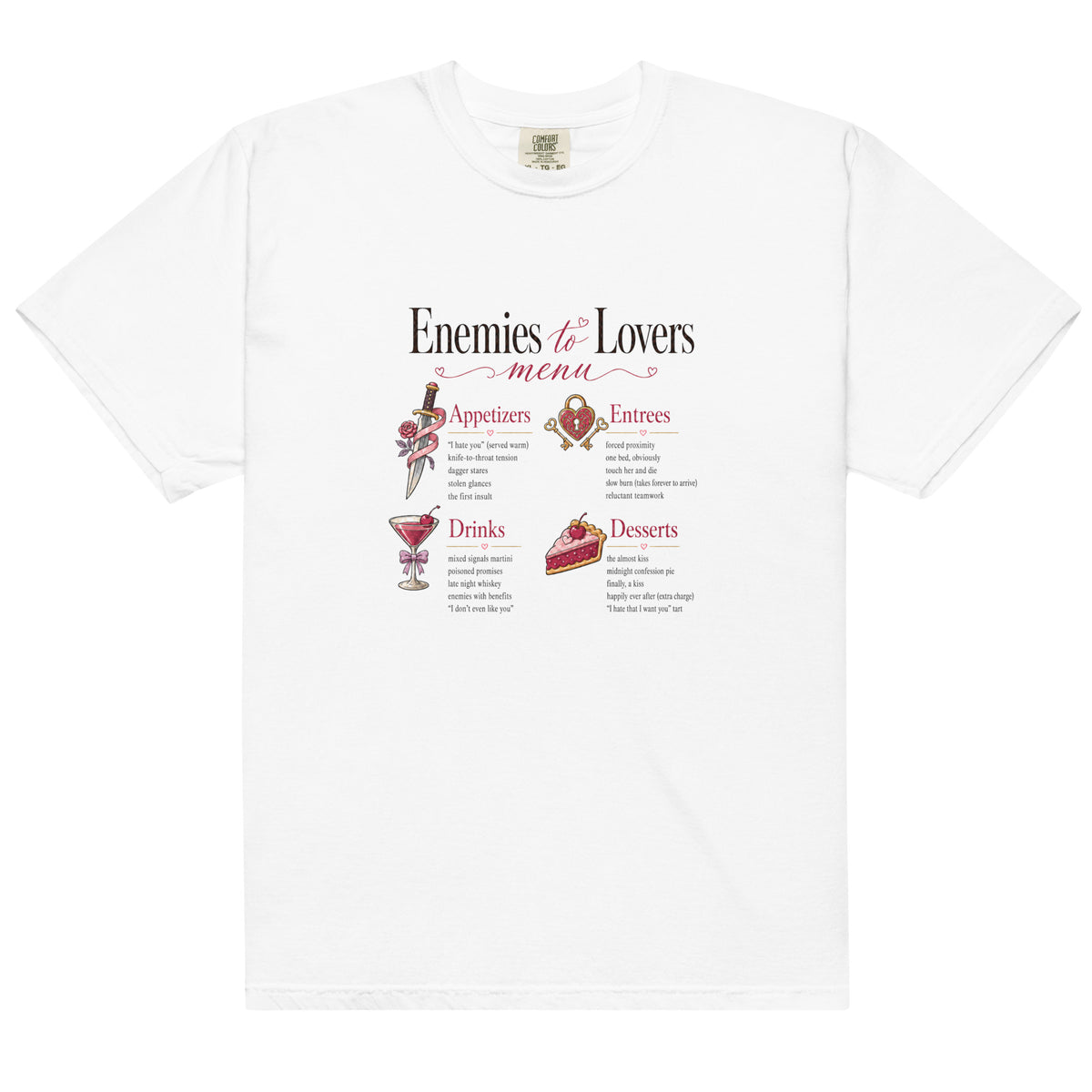 Enemies to Lovers Menu Bookish Graphic Tee - T - SHIRT - TheSpinedLife