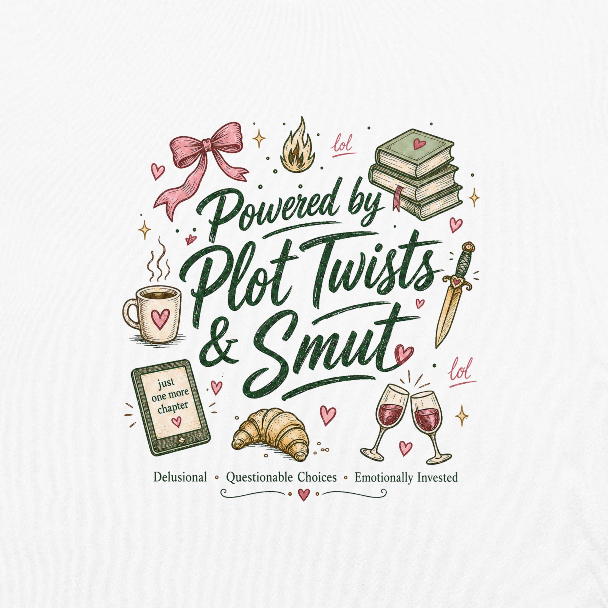 Powered by Plot Twists & Smut Graphic Tee - T - SHIRT - TheSpinedLife
