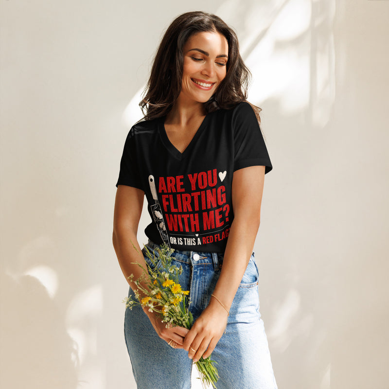 Is This a Red Flag V-Neck Tee - T-SHIRT - TheSpinedLife